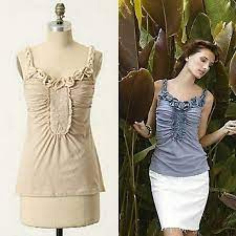 Anthropologie Bordeaux Rosette Tank Top